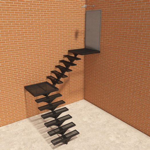 ЛМ-02. Лестница с площадкой и поворотом на 90о