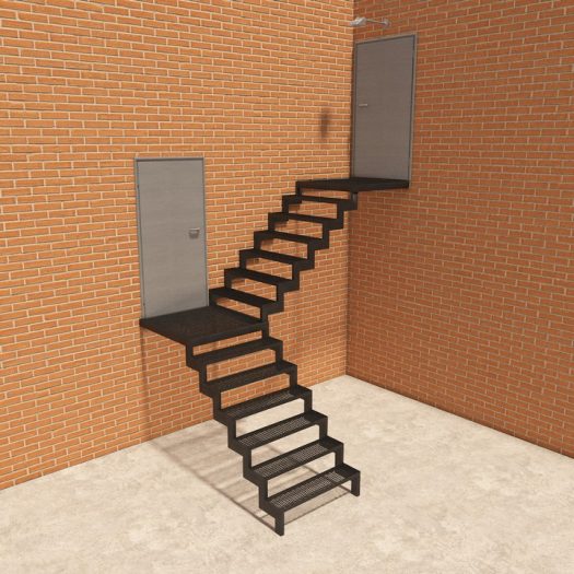 ЛО-02. Лестница с площадкой и поворотом на 90о